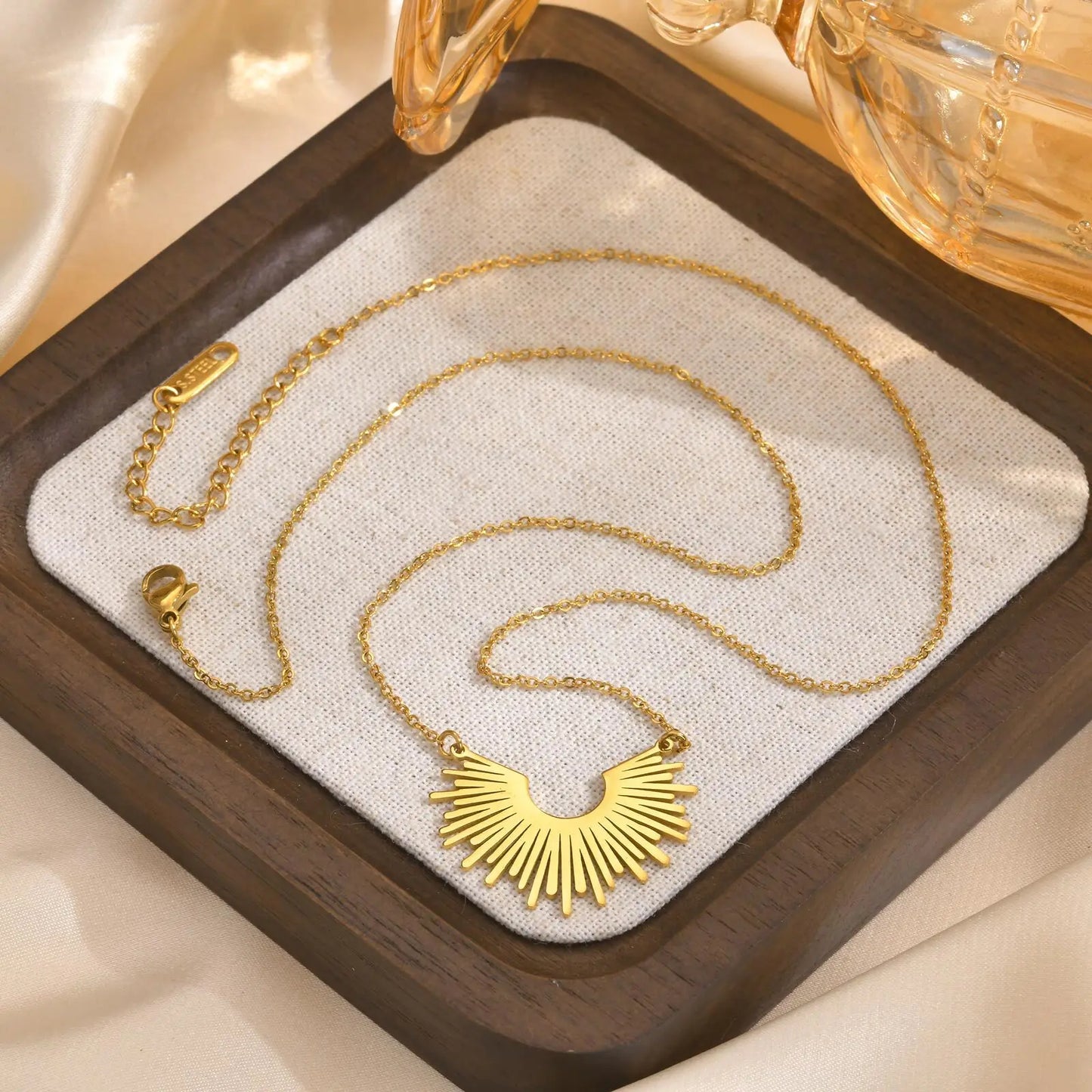 Collier Soleil, bijou en acier inoxydable doré 750 (18 carats)