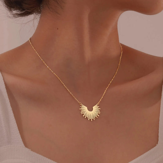 Collier Soleil, bijou en acier inoxydable doré 750 (18 carats)