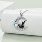 Collier pendentif Chat sur croissant de lune, bijou en alliage plaqué argent