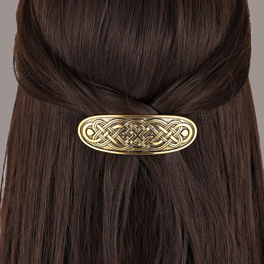 Pince à cheveux noeuds irlandais, bijou en acier inoxydable doré