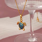 Collier Tortue bleue, bijou en acier inoxydable doré