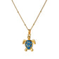 Collier Tortue bleue, bijou en acier inoxydable doré
