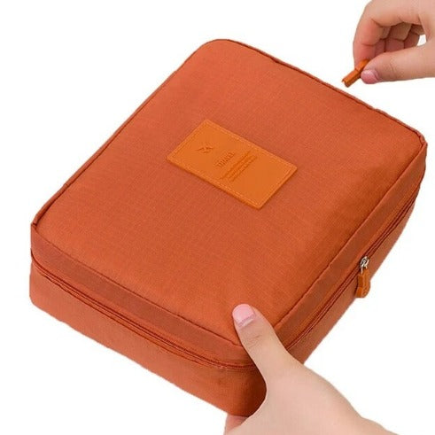 Trousse de toilette, trousse de voyage, à motif uni orange