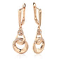 Boucles d'oreilles pendantes anneaux enlacés, bijou en plaqué or rose et en zircons naturels