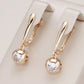 Boucles d'oreilles boule disco zircon blanc, bijou en plaqué or rose 585 (14 carats) et en zircons naturels