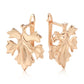 Boucles d'oreilles feuilles d'érable, bijou en plaqué or rose 585 (14 carats)