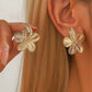 Boucles d'oreilles fleurs d'or, bijou en plaqué or 585 (14 carats)