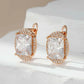 Boucles d'oreilles pierre de cristal et zircons, bijou en plaqué or rose 585 (14 carats) et en zircons naturels