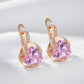 Boucles d'oreilles zircons facettés roses, bijou en plaqué or rose 585 (14 carats) et en zircons naturels (Copy)