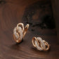 Boucles d'oreilles maillons et zircons, bijou en plaqué or rose et en zircons naturels