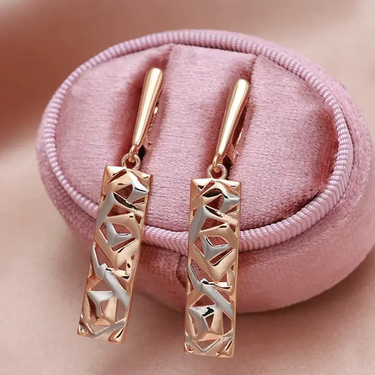 Boucles d'oreilles vitrail ajouré, bijou en plaqué or 585 (14 carats) et en plaqué argent 925