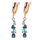 Boucles d'oreilles Zircons bleus, bijou en plaqué or rose et en zircons naturels