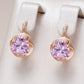 Boucles d'oreilles zircons facettés roses, bijou en plaqué or rose 585 (14 carats) et en zircons naturels (Copy)
