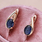 Boucles d'oreilles Zircons bleus, bijou en plaqué or rose et en zircons naturels