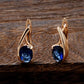 Boucles d'oreilles Zircons bleus, bijou en plaqué or rose et en zircons naturels