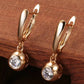 Boucles d'oreilles boule disco zircon blanc, bijou en plaqué or rose 585 (14 carats) et en zircons naturels