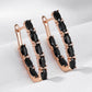 Boucles d'oreilles zircons noirs, bijou en plaqué or et en zircons naturels