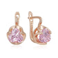 Boucles d'oreilles zircons facettés roses, bijou en plaqué or rose 585 (14 carats) et en zircons naturels (Copy)