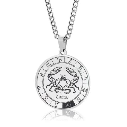 Collier Signe astrologique pour hommes, bijou en acier inoxydable argenté