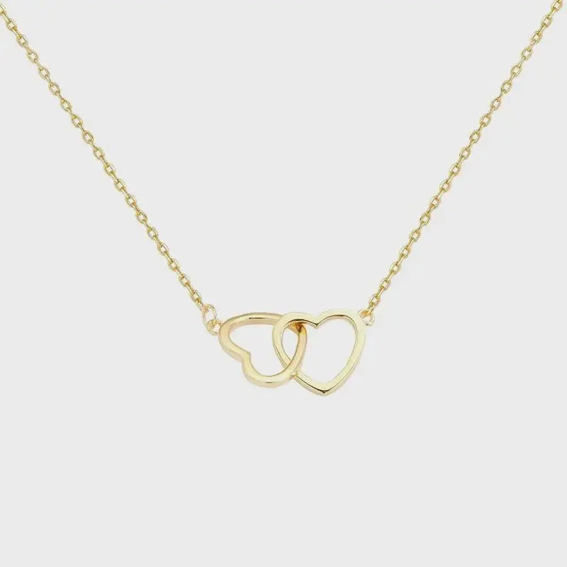 Collier coeurs enlacés, bijou en acier inoxydable doré