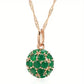 Collier pendentif rond en zircons verts, bijou en plaqué or rose 585 (14 carats), zircons naturels