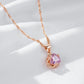 Collier zircon facetté rose, bijou en plaqué or rose 585 (14 carats) et en zircon naturel