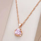 Collier zircon facetté rose, bijou en plaqué or rose 585 (14 carats) et en zircon naturel