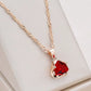 Collier zircon facetté rouge, bijou en plaqué or rose 585 (14 carats) et en zircon naturel