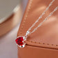 Collier zircon facetté rouge, bijou en plaqué or rose 585 (14 carats) et en zircon naturel