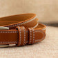 Ceinture fine, brun camel, en cuir véritable