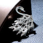 Broche Cygne, bijou en plaqué argent 925 et en zircons naturels