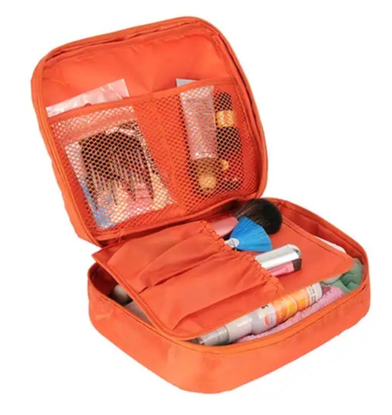 Trousse de toilette, trousse de voyage, à motif uni orange