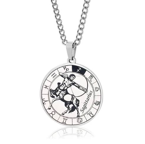 Collier Signe astrologique pour hommes, bijou en acier inoxydable argenté