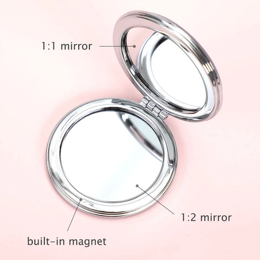 Petit miroir pliant double face, magnétique, rose