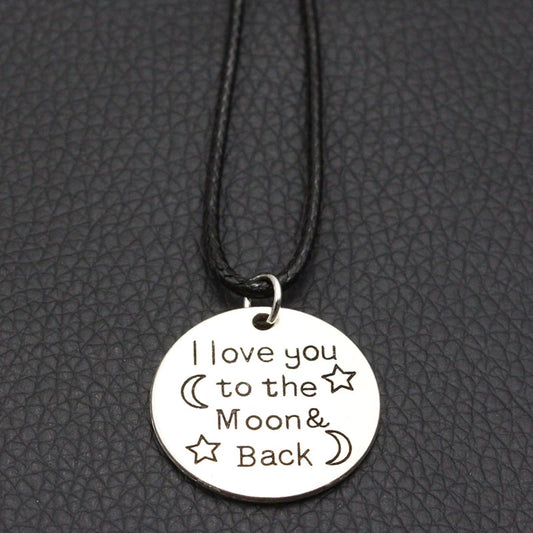 Collier Love (I love you to the moon and back), pendentif en acier inoxydable