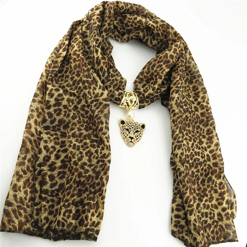 Foulard en coton - imprimé léopard auburn - accessoire femme