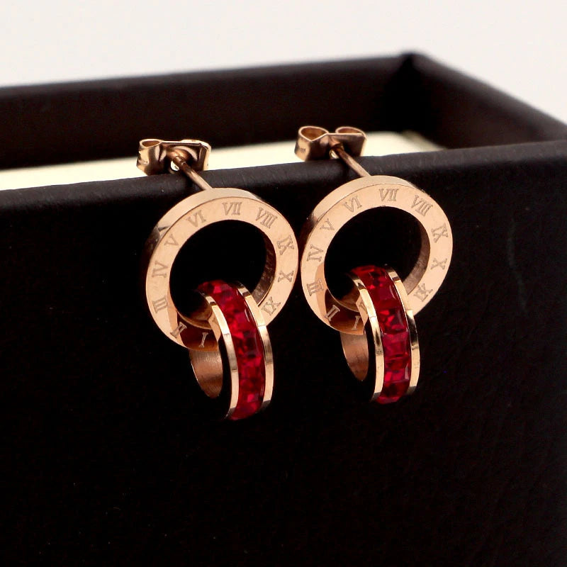 boucles d'oreilles minimalistes en zircons rouges