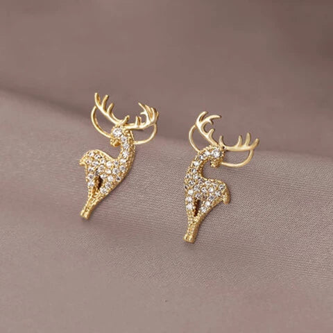 boucles d'oreilles cerfs ou rennes avec zircons blancs