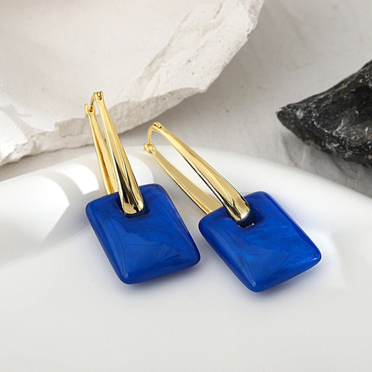 boucles d'oreilles en acrylique bleu