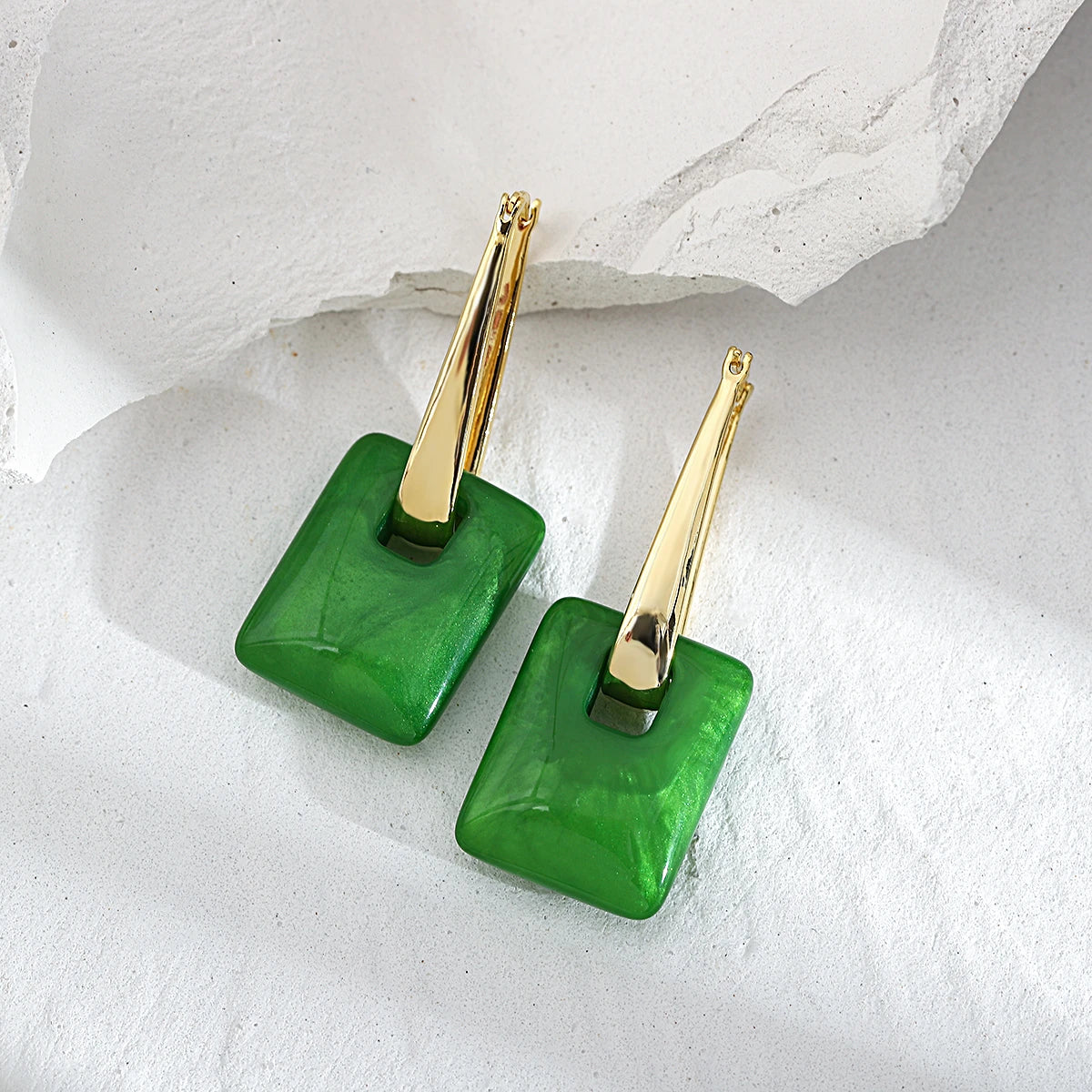 boucles d'oreilles en acrylique verte