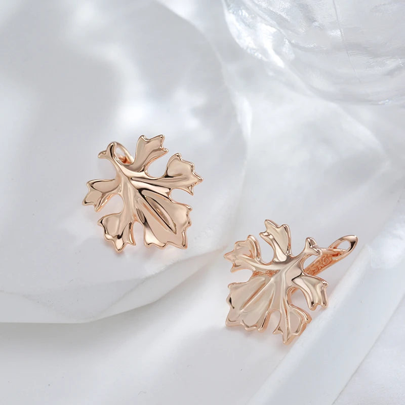 Boucles d'oreilles Feuilles d'érable, bijou en plaqué or rose