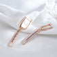 Boucles d'oreilles pendantes Zircons mauves, bijou en plaqué or rose