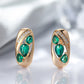 Boucles d'oreilles Zircons verts et blancs, bijou en plaqué or rose et en zircons naturels