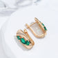 Boucles d'oreilles Zircons verts et blancs, bijou en plaqué or rose et en zircons naturels