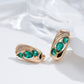Boucles d'oreilles Zircons verts et blancs, bijou en plaqué or rose et en zircons naturels
