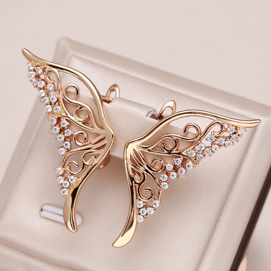 boucles d'oreilles papillon avec zircons blancs