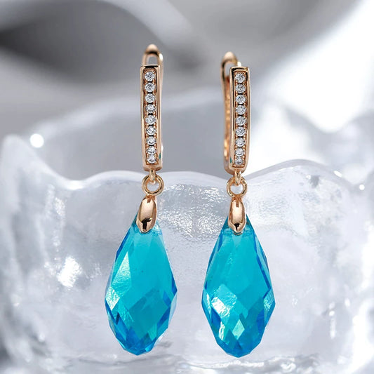 boucles d'oreilles cristal bleu et zircons blancs