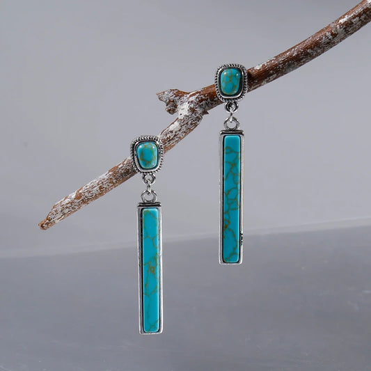 boucles d'oreilles pendantes en pierre naturelle turquoise