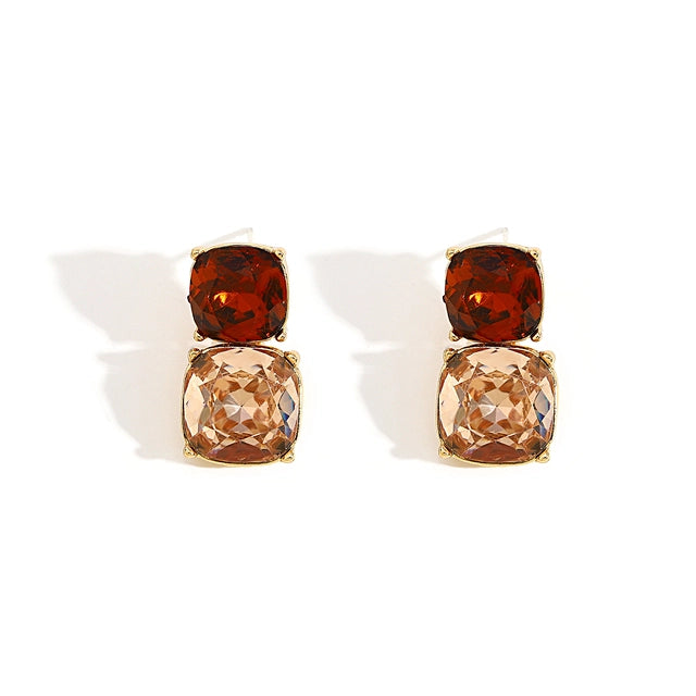 boucles d'oreilles zircons marrons