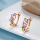 Boucles d'oreilles Trois Zircons en amande, bijou en plaqué or 585 (14 carats) et en zircons naturels